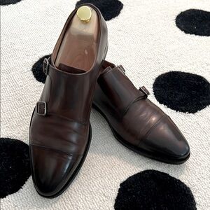 Suit Supply Elegant Brown Double Monk Strap Shoes (includes shoe tree)